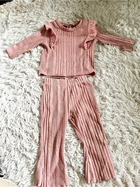 George Pink Ribbed Knit Top and Flare pants